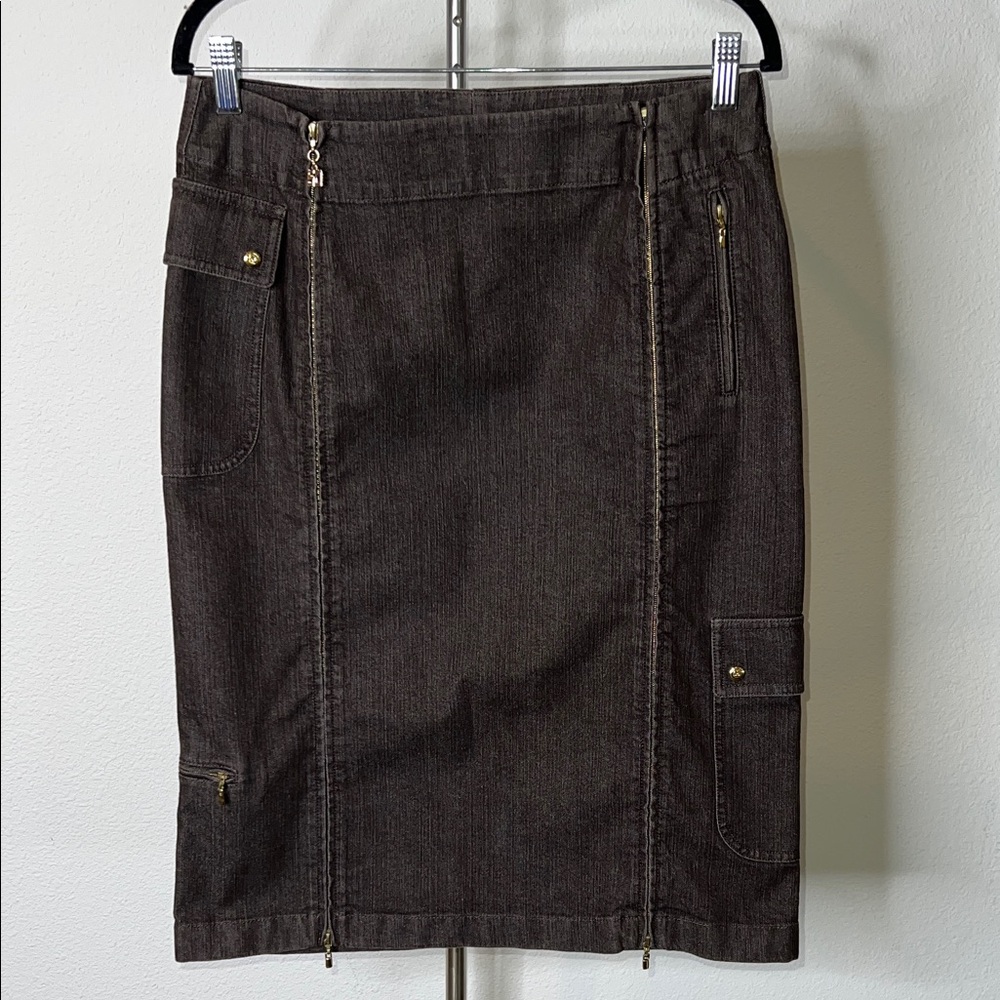 St John Sport by Marie Gray Denim Zippered Pencil Skirt